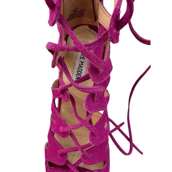 *Steve Madden Theea Gladiator Espadrille Wedge Heels Womens 8 Barbiecore Pink - Picture 12 of 13